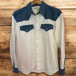 Free Market Denim Western Snap Button up Shirt NWT